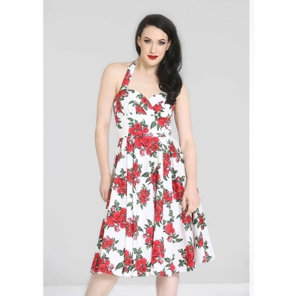 Hell Bunny Vixen pinup girl retro M rockabilly rose dress